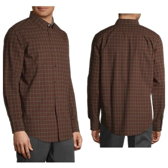 NWT George Men's Casual Comfort Laidback Long Sleeve Stretch Poplin Shirt SZ 2X - Picture 1 of 5